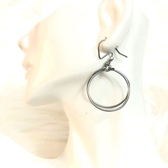 Silver Hoop Earrings  - Picture 1 of 2
